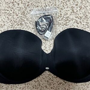 Calvin Klein Black strapless (also includes straps) Bra with Silver Accent